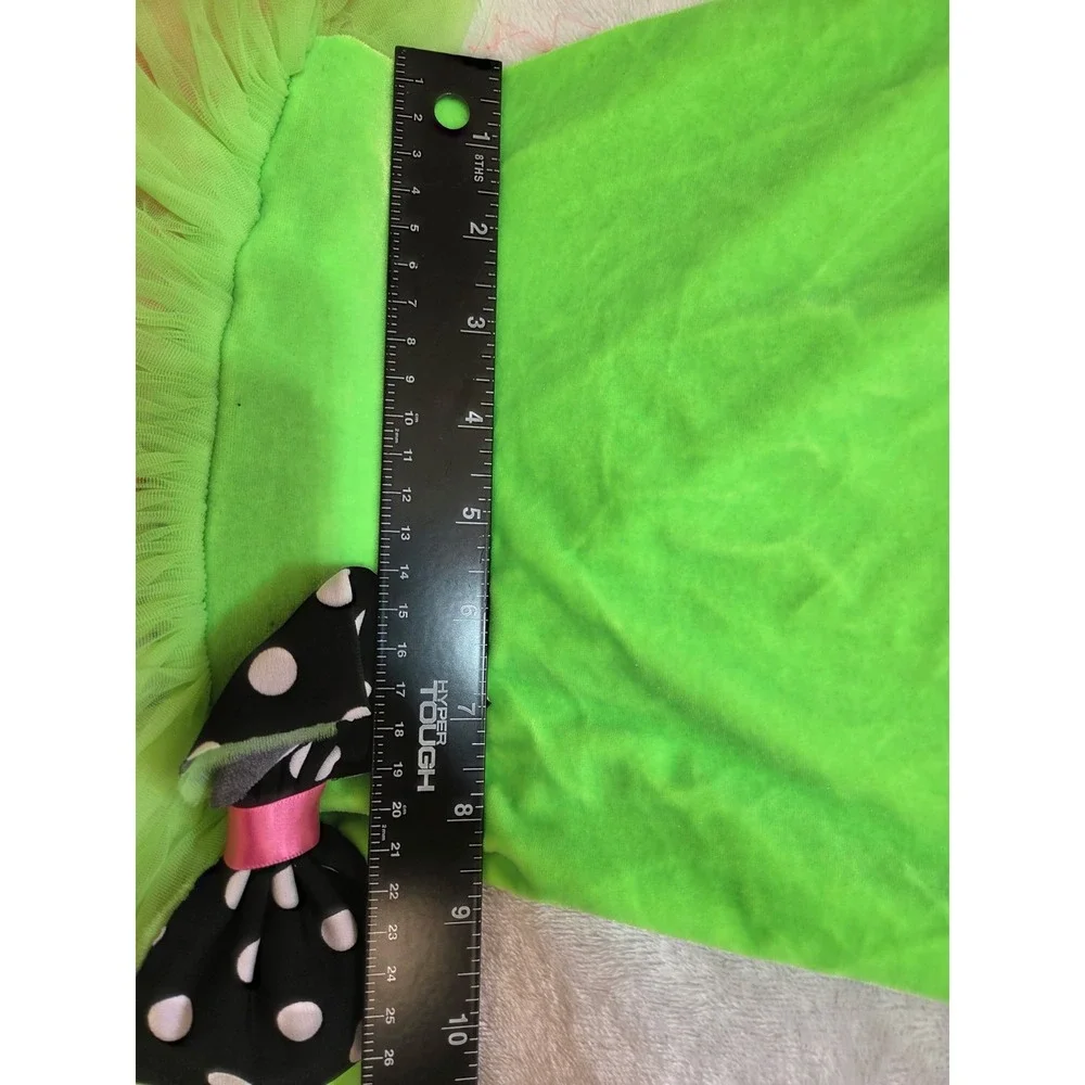 387 Girls Neon Green Pink Clown Costume Dress Tutu Polka Dot Leggings